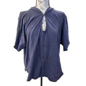 T.La Indigo Button Down Blouse